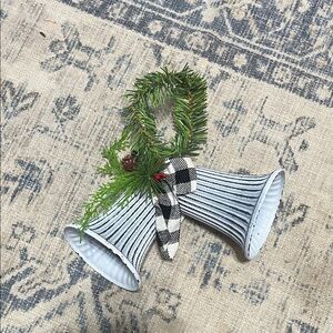 Festive Silver and Green Bell Ornament